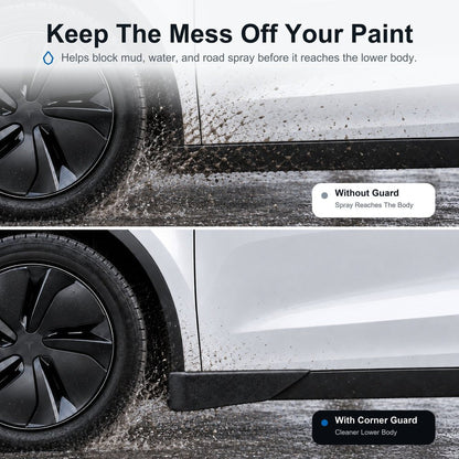 TESERY Front & Rear Mud Flap Corner Guards for Model Y Juniper / Model YL