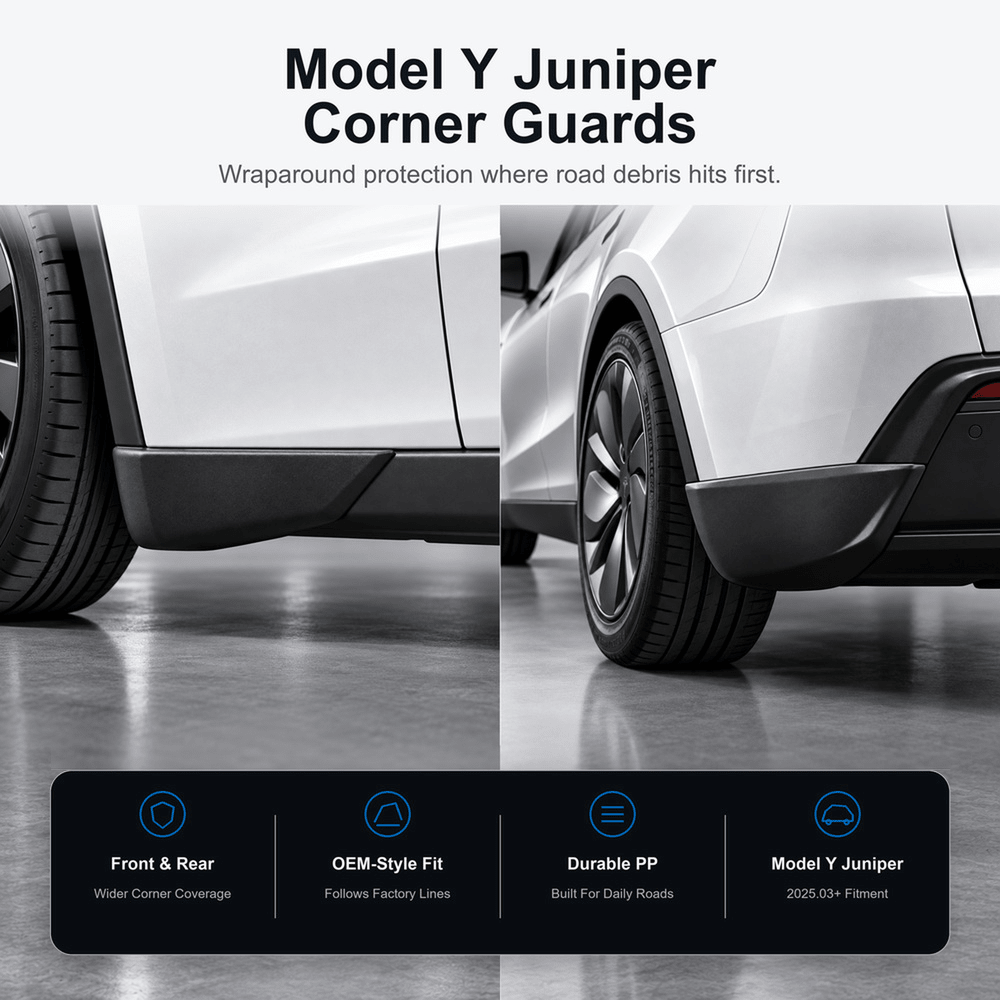 TESERY Front & Rear Mud Flap Corner Guards for Model Y Juniper / Model YL