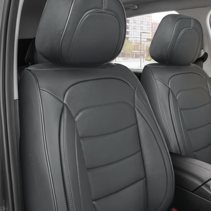 MotorBox Elite Faux Leather Seat Covers - Black interior detail view