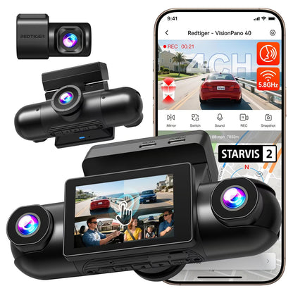 REDTIGER VisionPano 40 4-Channel 2.5K Dash Cam with Sony STARVIS 2