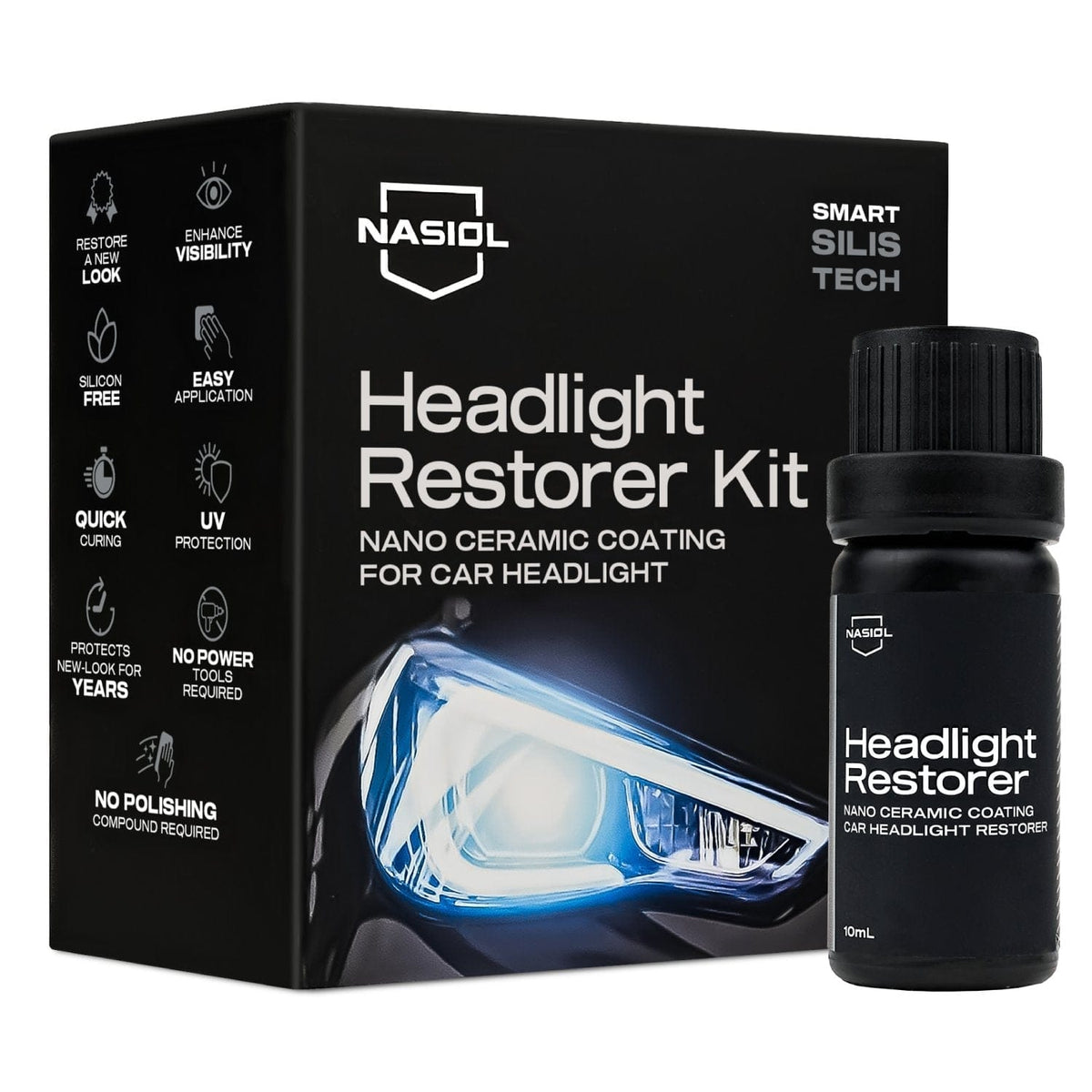 Nasiol [Headlight Restorer] - Nano Ceramic Headlight Restoration and Protection Kit