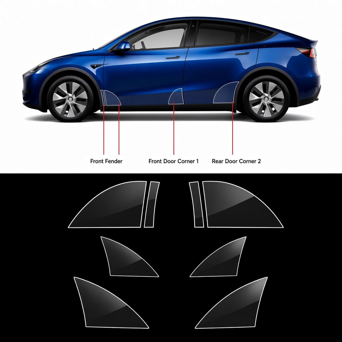 TESERY Paint Protection Film For Tesla Model Y Juniper / Model 3 Highland / Model YL (8 pieces)