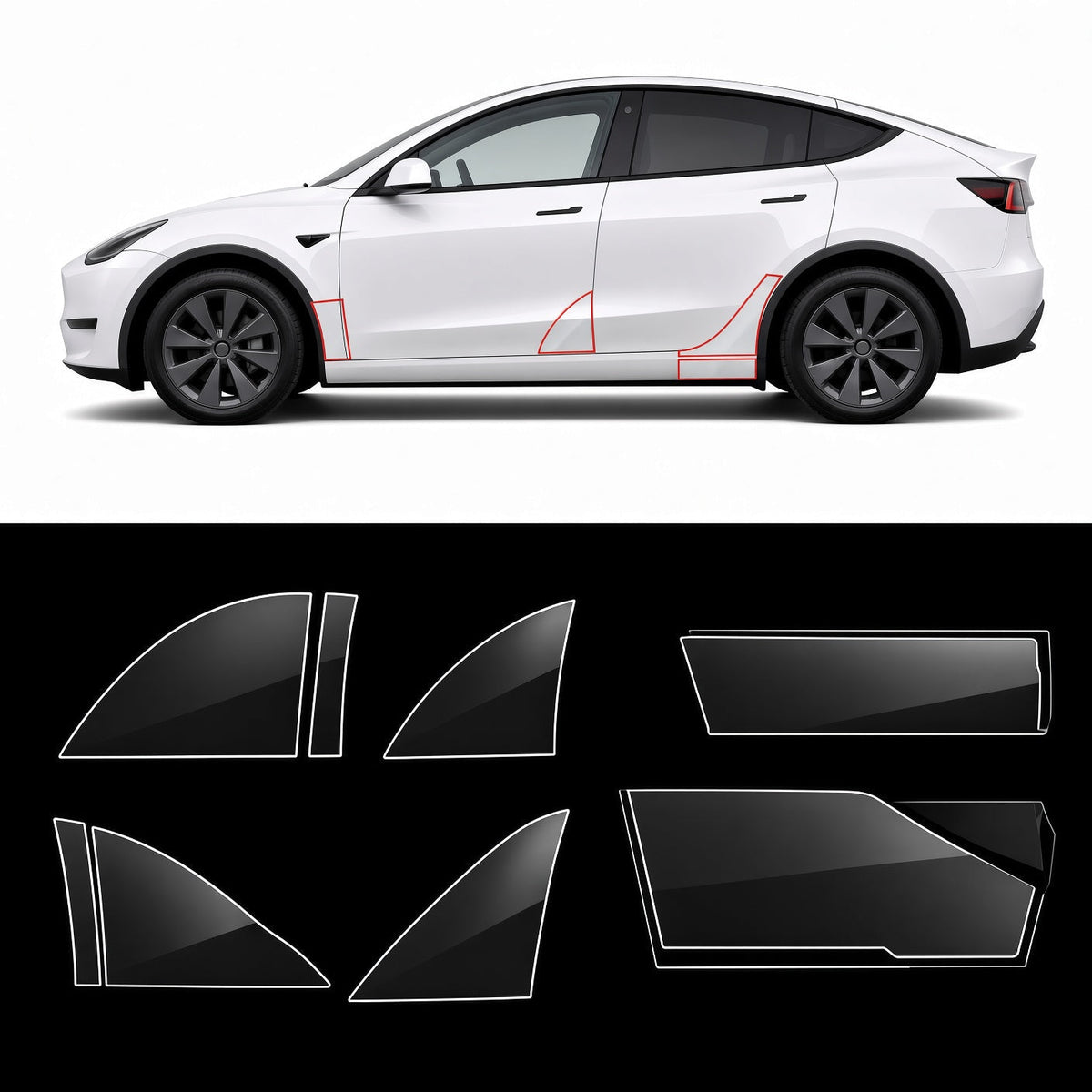 TESERY Paint Protection Film For Tesla Model Y Juniper / Model 3 Highland / Model YL (8 pieces)