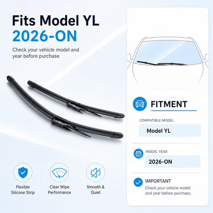TESERY Rubber Windshield Wiper Blades for Model YL 6-Seater 2026+