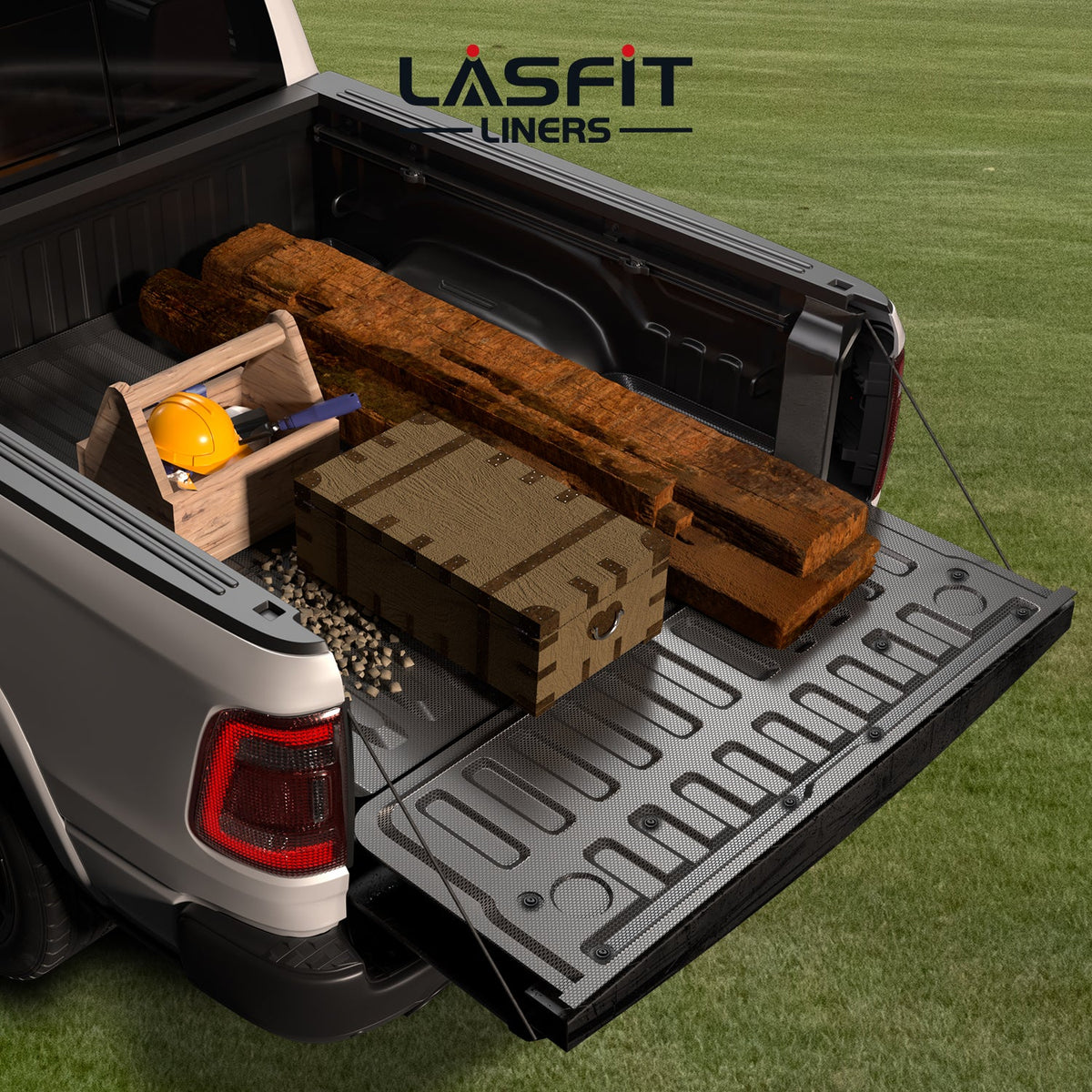 LASFIT Fit for 2019-2027 Ram 1500 Truck Tailgate Mat, Not Fit Drop-in liners