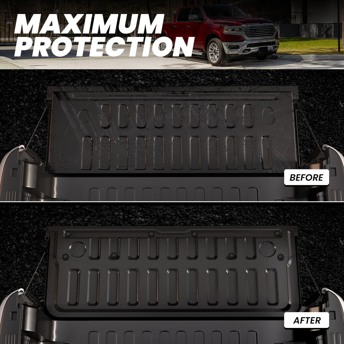LASFIT Fit for 2019-2027 Ram 1500 Truck Bed Mat & Tailgate Mat, Fit without RAM RamBox, Not Fit Drop-in liners