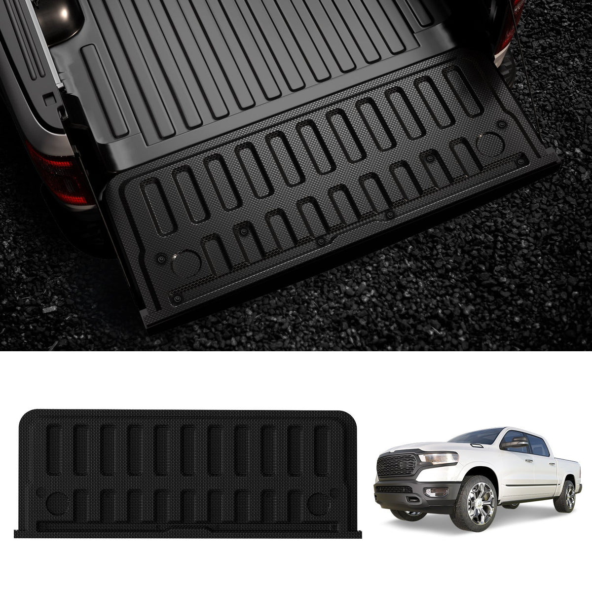 LASFIT Fit for 2019-2027 Ram 1500 Truck Tailgate Mat, Not Fit Drop-in liners