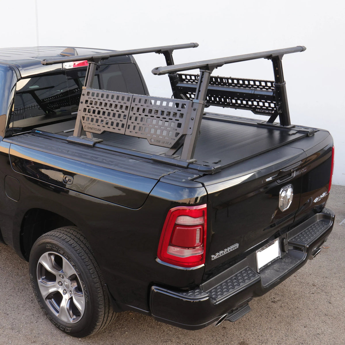 SYNETICUSA [2-in-1 Bundle] RAMBOX 1500/2500/3500 Retractable Tonneau Cover w/ Rack System