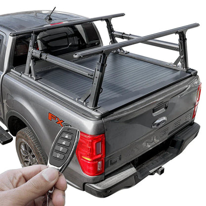 SYNETICUSA [2-in-1 Bundle] Ford Ranger Retractable Tonneau Cover w/ Rack System