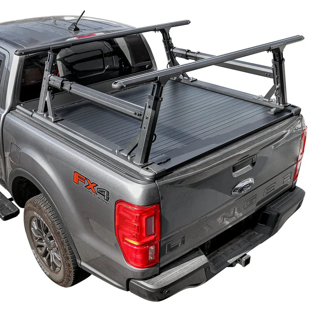 SYNETICUSA [2-in-1 Bundle] Ford Ranger Retractable Tonneau Cover w/ Rack System