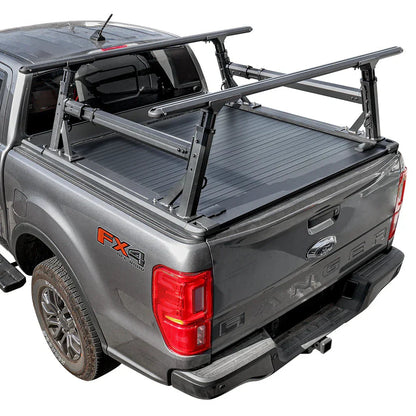 SYNETICUSA [2-in-1 Bundle] Ford Ranger Retractable Tonneau Cover w/ Rack System