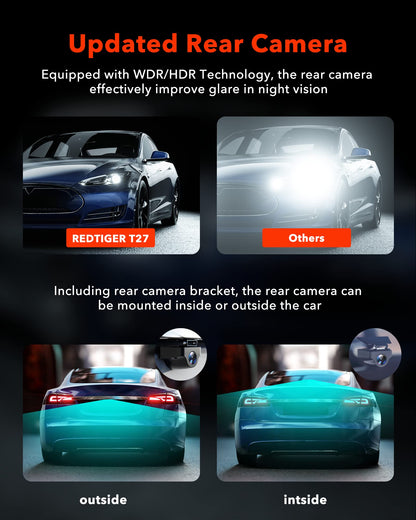 Redtiger T27 4K+2.5K Touchscreen Smart Parking Assist Dash Cam