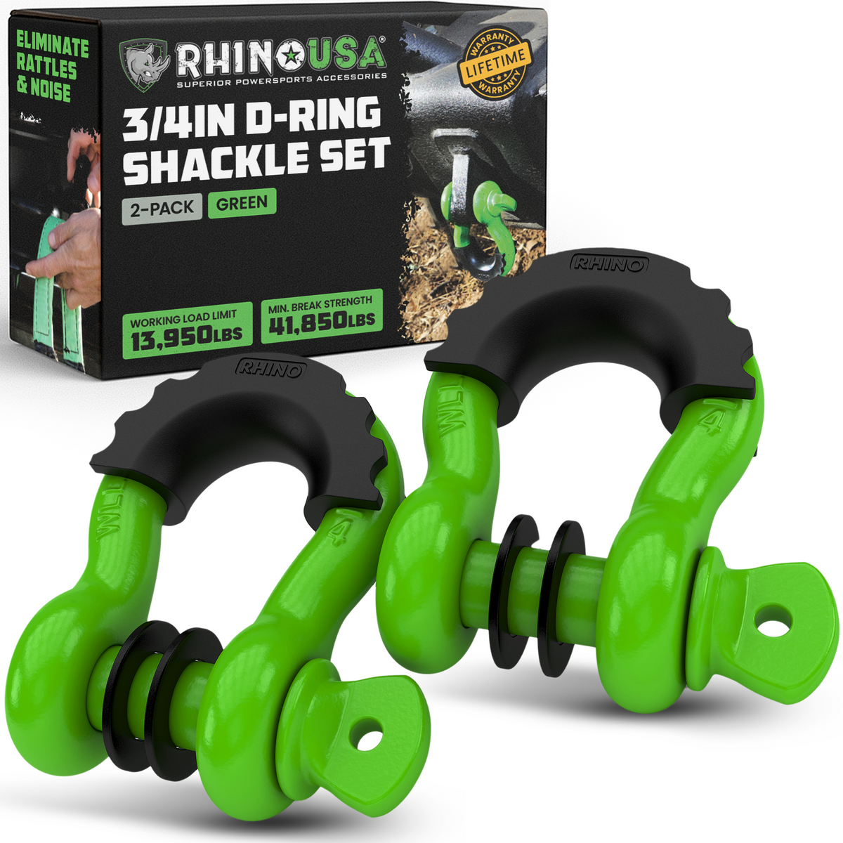 Rhino USA 3/4" D-Ring Shackle Set (2-Pack)