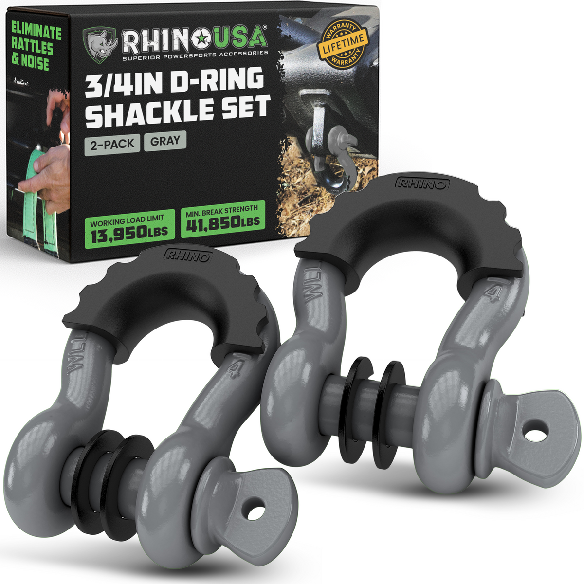 Rhino USA 3/4" D-Ring Shackle Set (2-Pack)