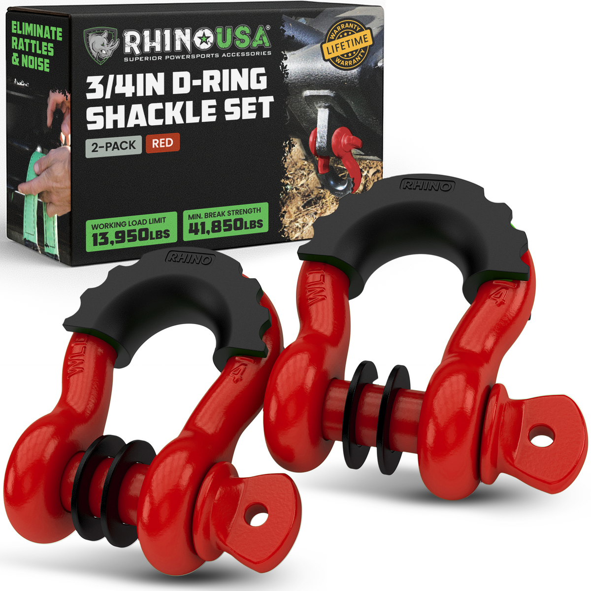 Rhino USA 3/4" D-Ring Shackle Set (2-Pack)