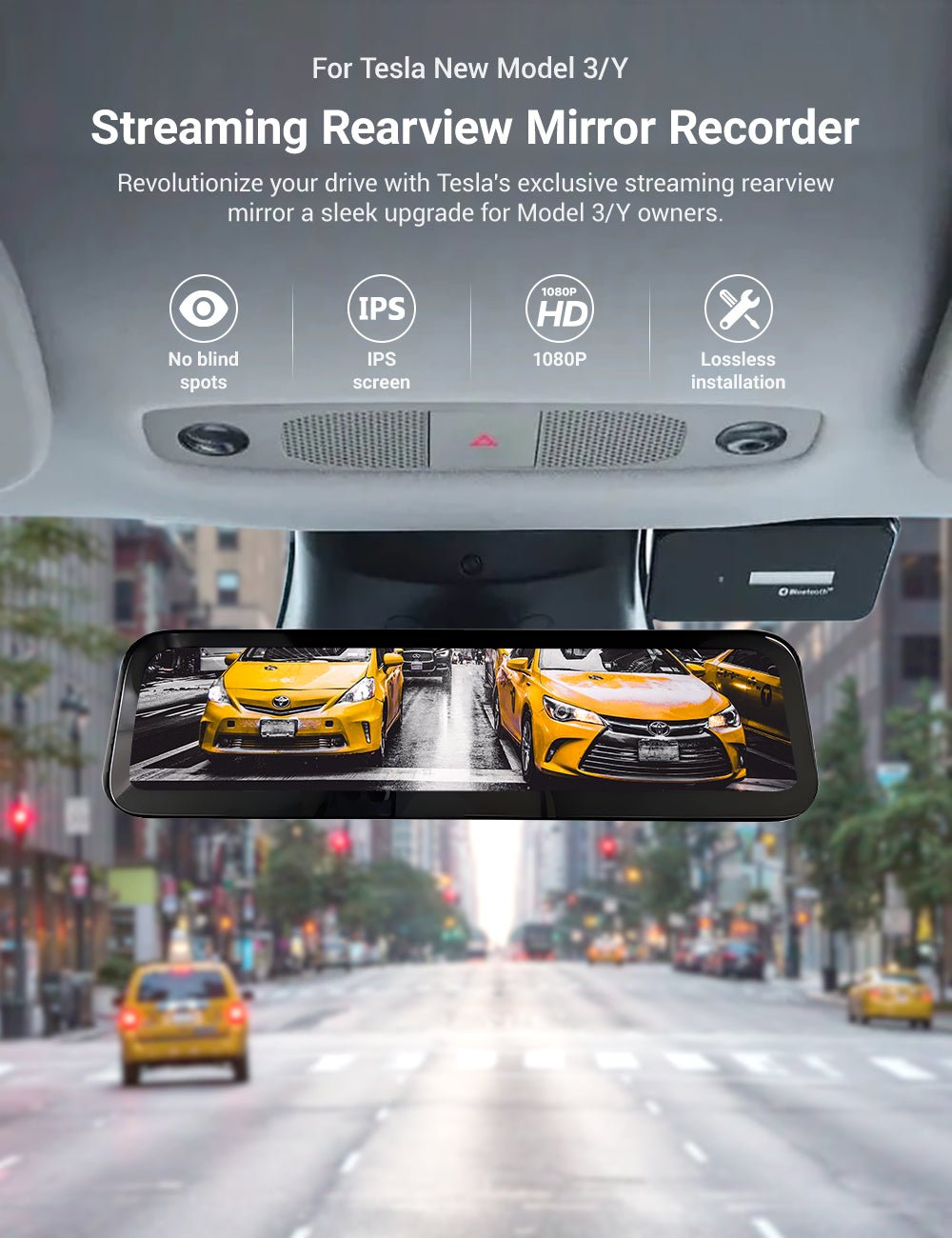 Tesery Official Store Flash Sale: Streaming Rearview Mirror Recorder for 9″ Model 3 Highland 丨Single Camera