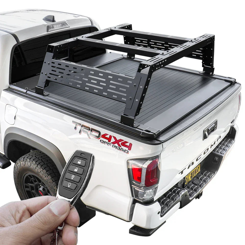 SYNETICUSA [2-in-1 Bundle] Toyota Tacoma Retractable Tonneau Cover w/ Rack System