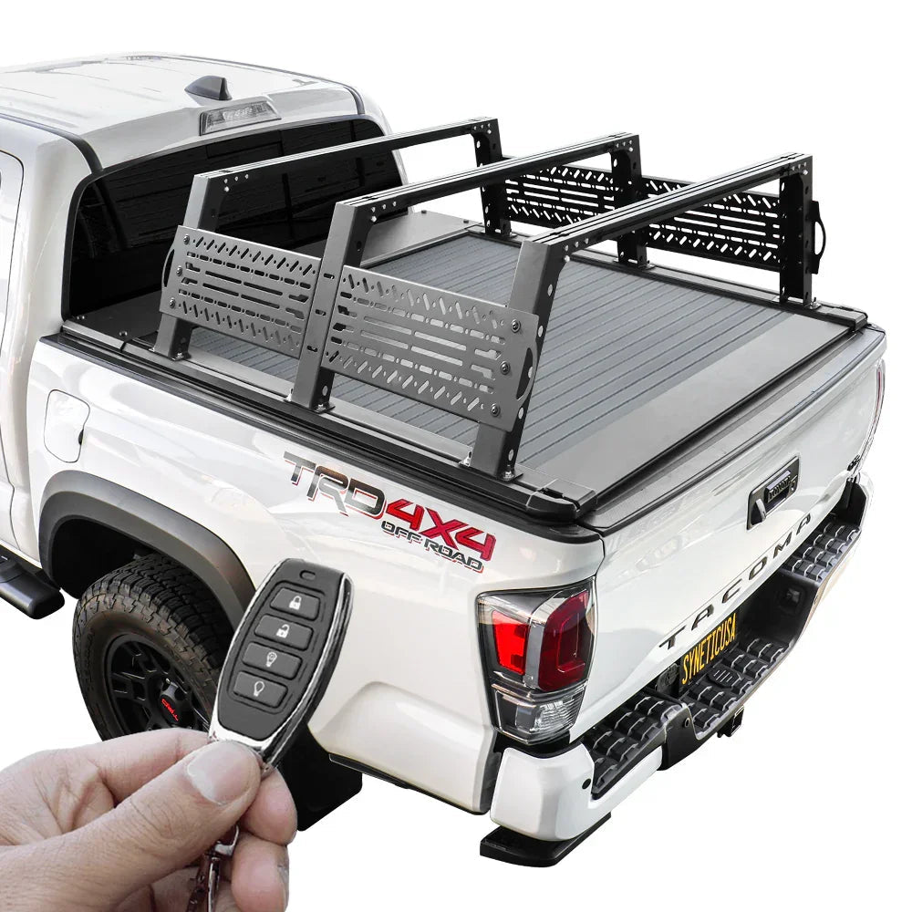 SYNETICUSA [2-in-1 Bundle] Toyota Tacoma Retractable Tonneau Cover w/ Rack System