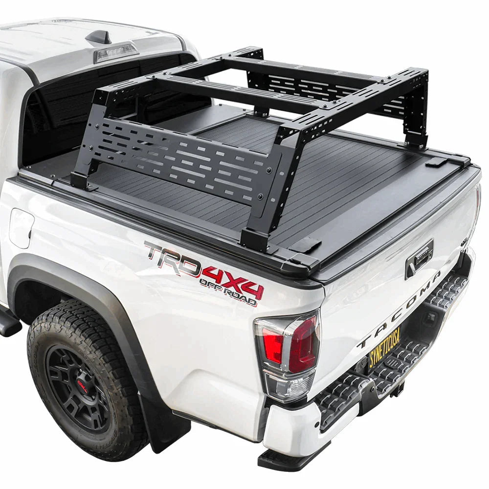 SYNETICUSA [2-in-1 Bundle] Toyota Tacoma Retractable Tonneau Cover w/ Rack System