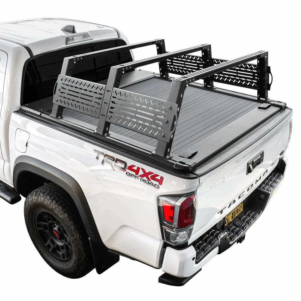 SYNETICUSA [2-in-1 Bundle] Toyota Tacoma Retractable Tonneau Cover w/ Rack System
