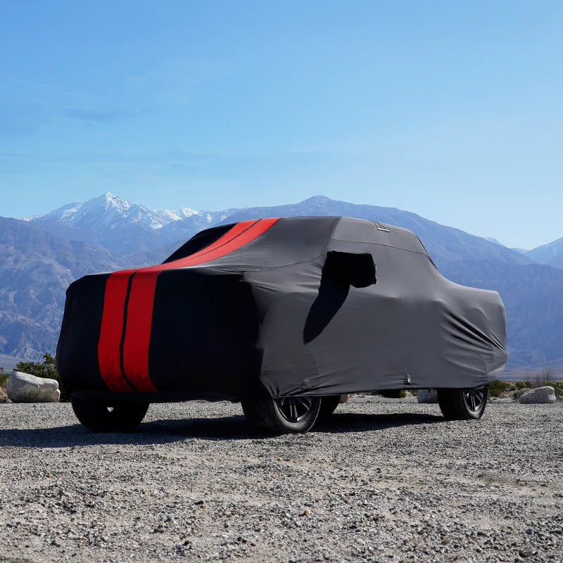 iCarCover Tesla Cybertruck 2023-2026 Black Red Pro Series Truck Cover