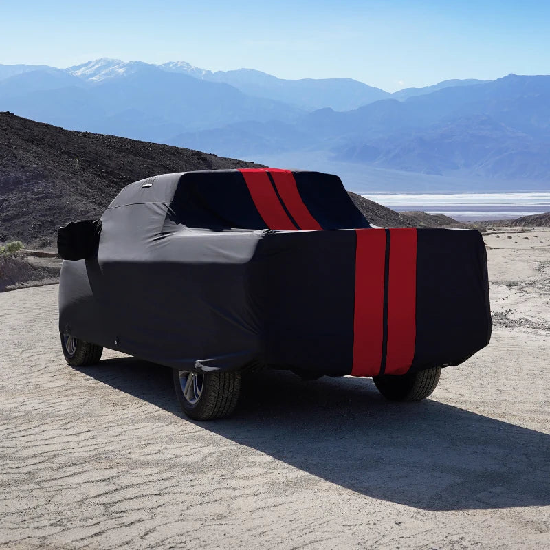 iCarCover Tesla Cybertruck 2023-2026 Black Red Pro Series Truck Cover