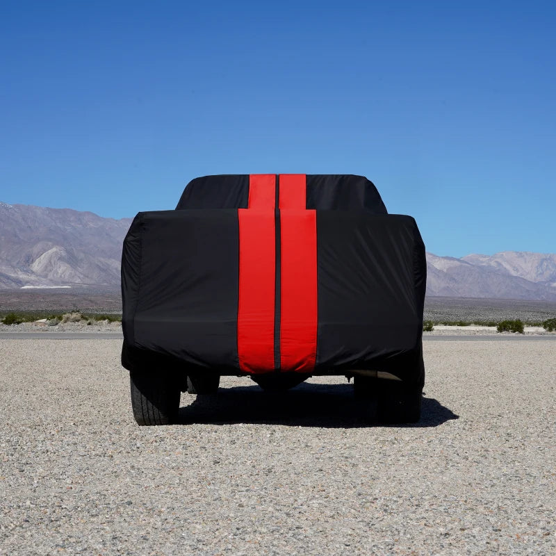 iCarCover Tesla Cybertruck 2023-2026 Black Red Pro Series Truck Cover