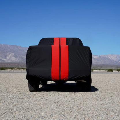 iCarCover Tesla Cybertruck 2023-2026 Black Red Pro Series Truck Cover