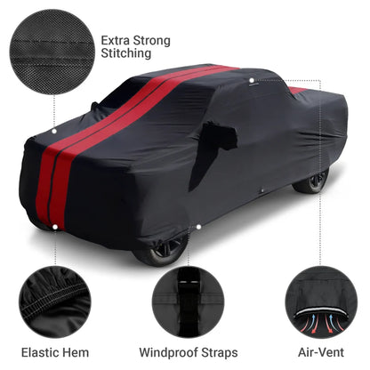 iCarCover Tesla Cybertruck 2023-2026 Black Red Pro Series Truck Cover