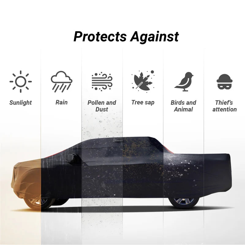 iCarCover Tesla Cybertruck 2023-2026 Black Red Pro Series Truck Cover