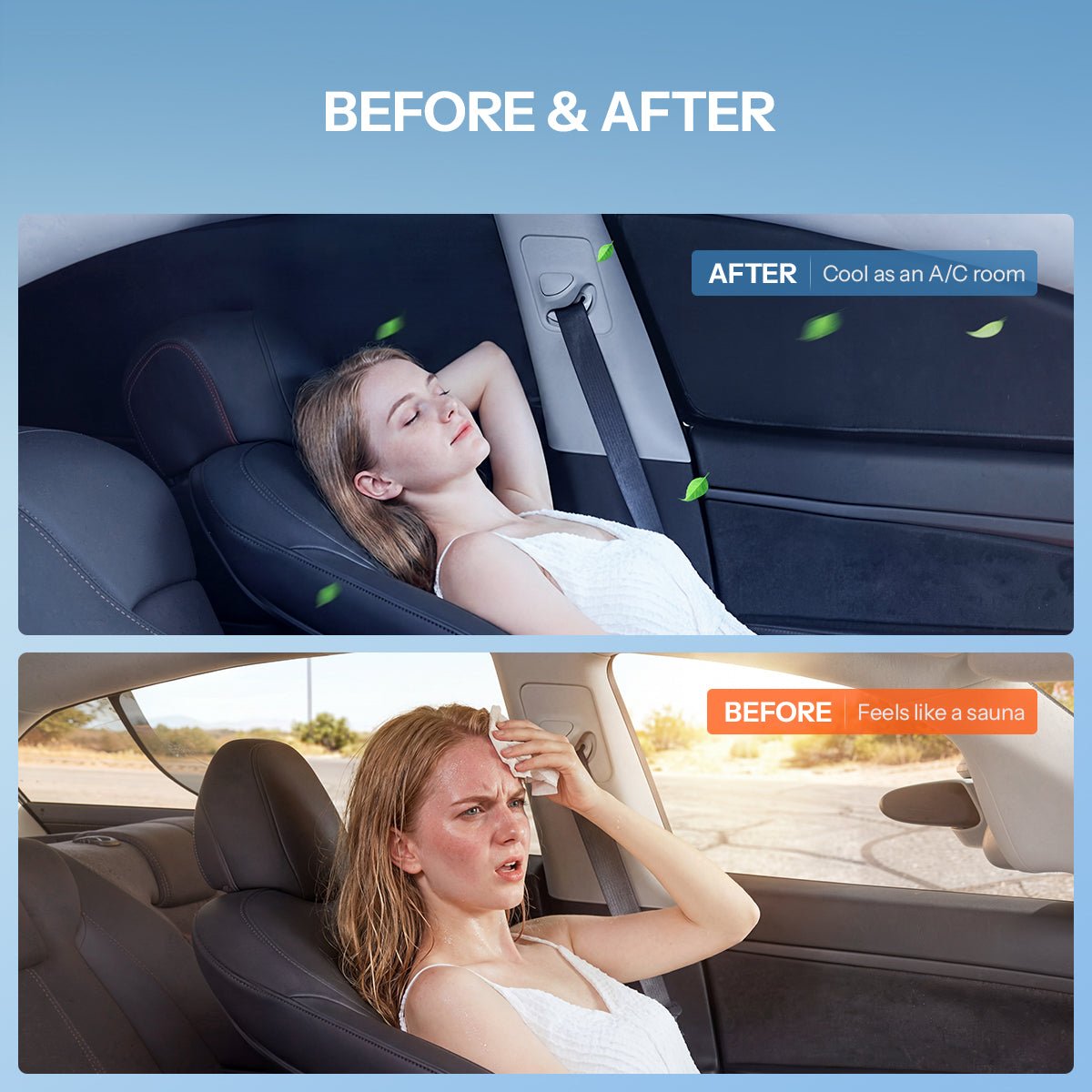 TESERY Full Car Sun Shade Set for Tesla Model YL 6-Seater