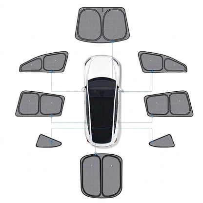 TESERY Full Car Sun Shade Set for Tesla Model YL 6-Seater