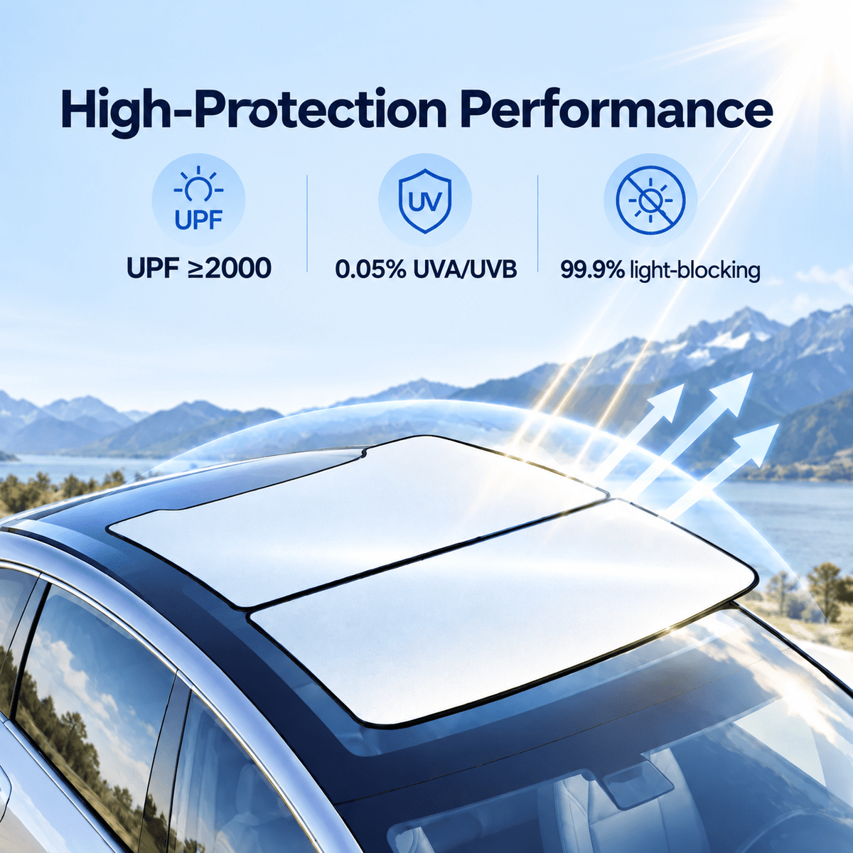 TESERY Glass Roof Sunshade for Model YL 6-Seater
