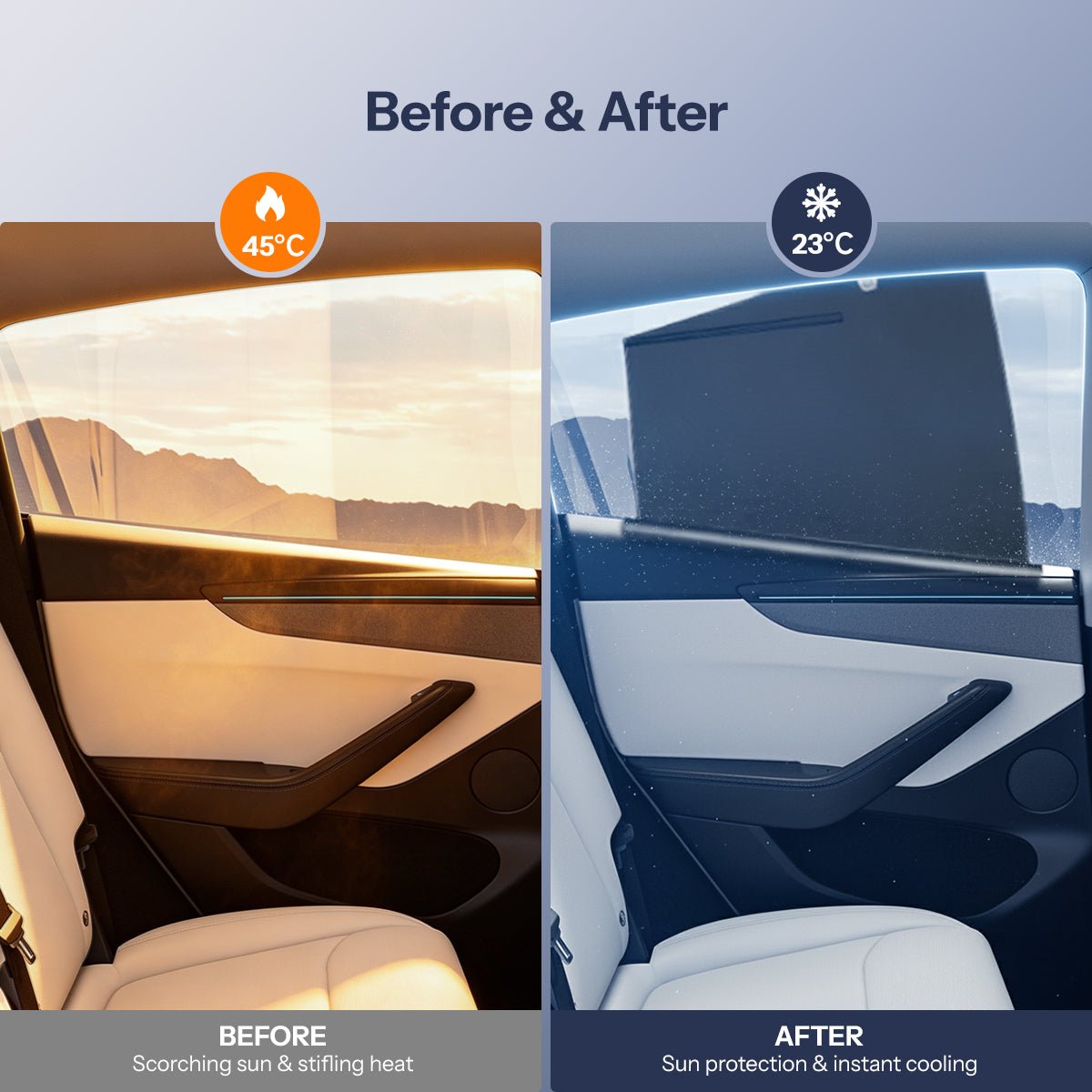 TESERY Retractable Window Sunshade for Model Y Juniper | Snap-on Install