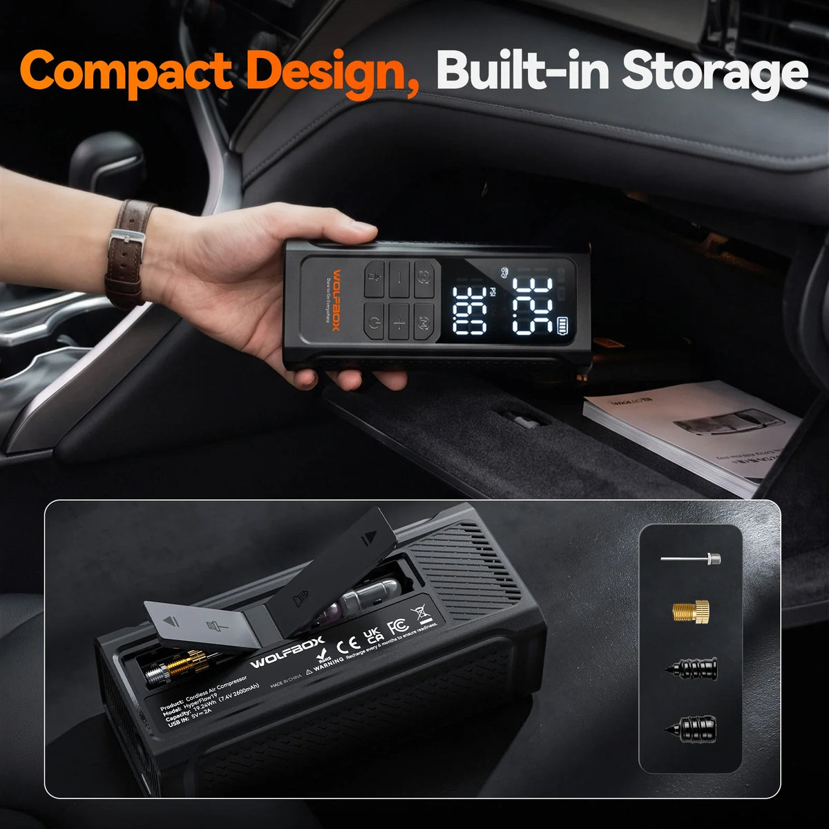 Portable Air Compressor Cordless Tire Inflator | WOLFBOX HyperFlow19