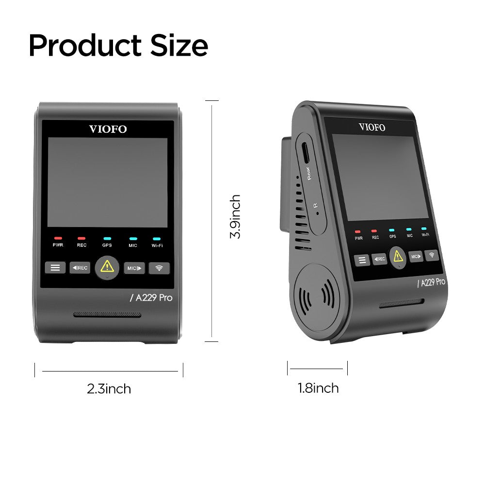 VIOFO A229 Pro 1CH 4K HDR Front Dash Cam with Sony STARVIS 2 IMX678 8MP Sensor Super Night Vision Voice Control 5GHz WiFi GPS