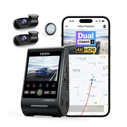 VIOFO A229 Pro 3CH 4K+2K+1080P HDR 3 Channels Car Dash Camera with Sony STARVIS 2 Sensors for Lyft Taxi Ridesharing Drivers