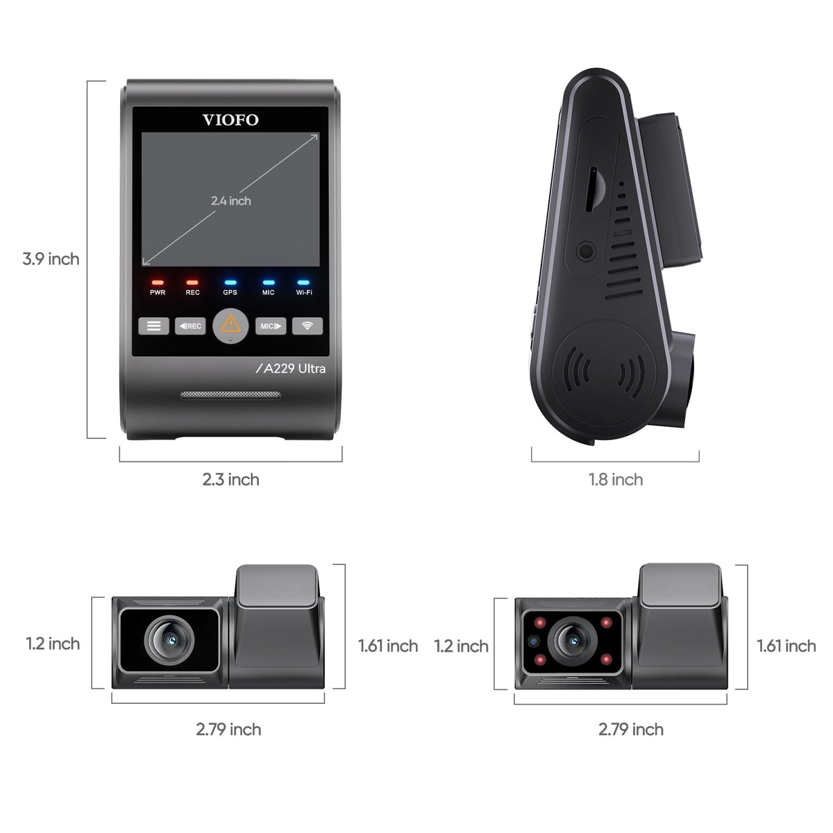 VIOFO A229 Ultra 3CH 4K Front+4K Rear+1080P Fisheye Cabin Dashcam with Triple Sony STARVIS 2 Sensors, 3-Channel HDR
