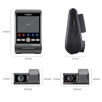 VIOFO A229 Ultra 3CH 4K Front+4K Rear+1080P Fisheye Cabin Dashcam with Triple Sony STARVIS 2 Sensors, 3-Channel HDR