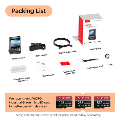 VIOFO A329S 1CH 4K 60FPS Wi-Fi 6 HDR Dash Cam with Sony STARVIS 2 Sensor, Support SSD Storage, Low Power Impact Detection