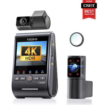 VIOFO A329S 3CH First 4K 30FPS Front+2K Wide 210° FOV Fisheye Cabin+2K Rear Dash Cam with STARVIS 2 Sensor 3-Channel HDR