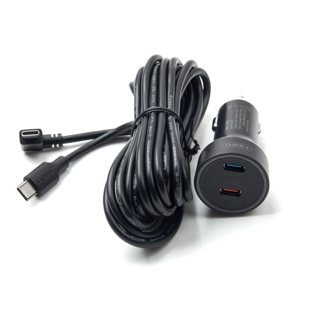 VIOFO D6000 Type-C Dual USB Cigarette Car Charger for A329/A329S/A229 Ultra Dashcam