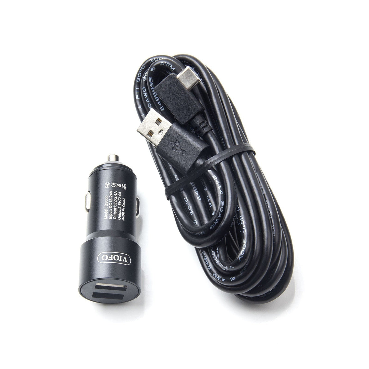 VIOFO VS1 Type-C Dual USB Car Charger with 11.48 ft Power Cable