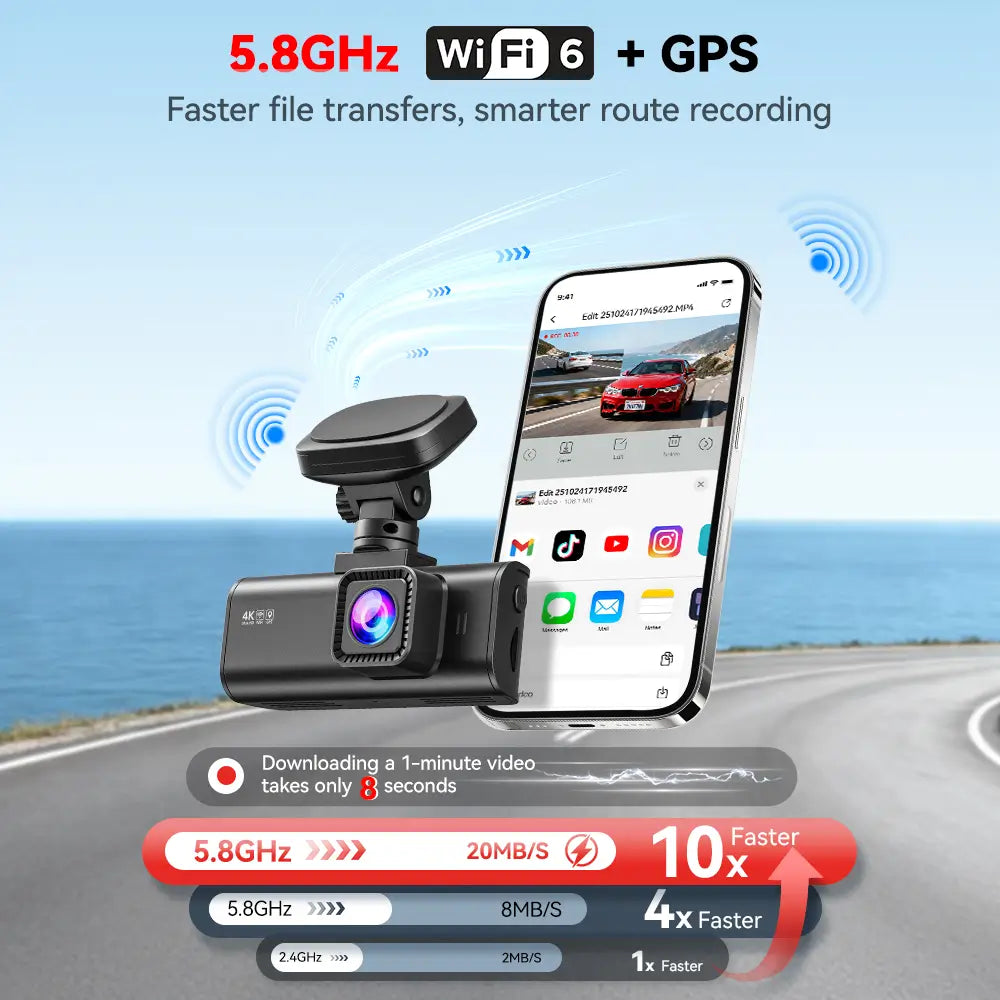 REDTIGER F7N 4K Dual Front and Rear Dash Cam with 64GB Card