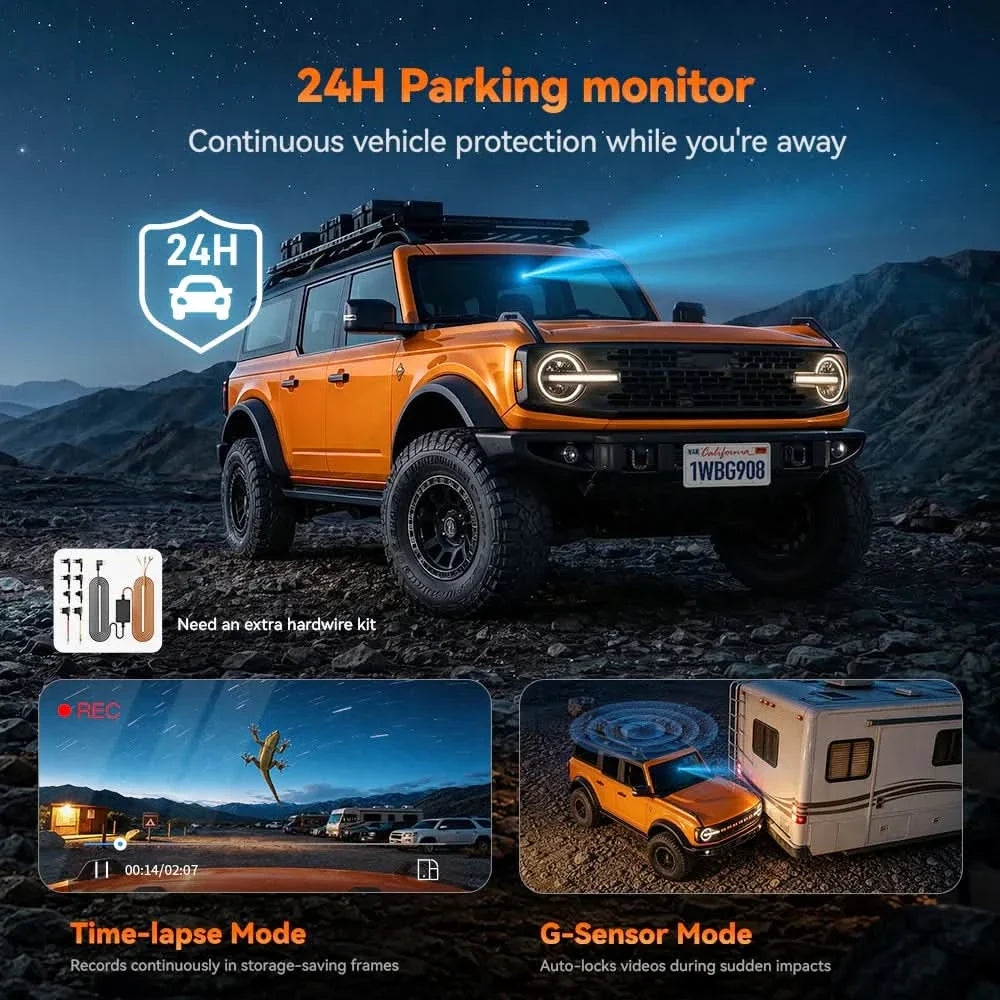 WOLFBOX G900 Core 12" 4K Front and 1080P Rear STARVIS 2 IMX678 Mirror Dash Cam